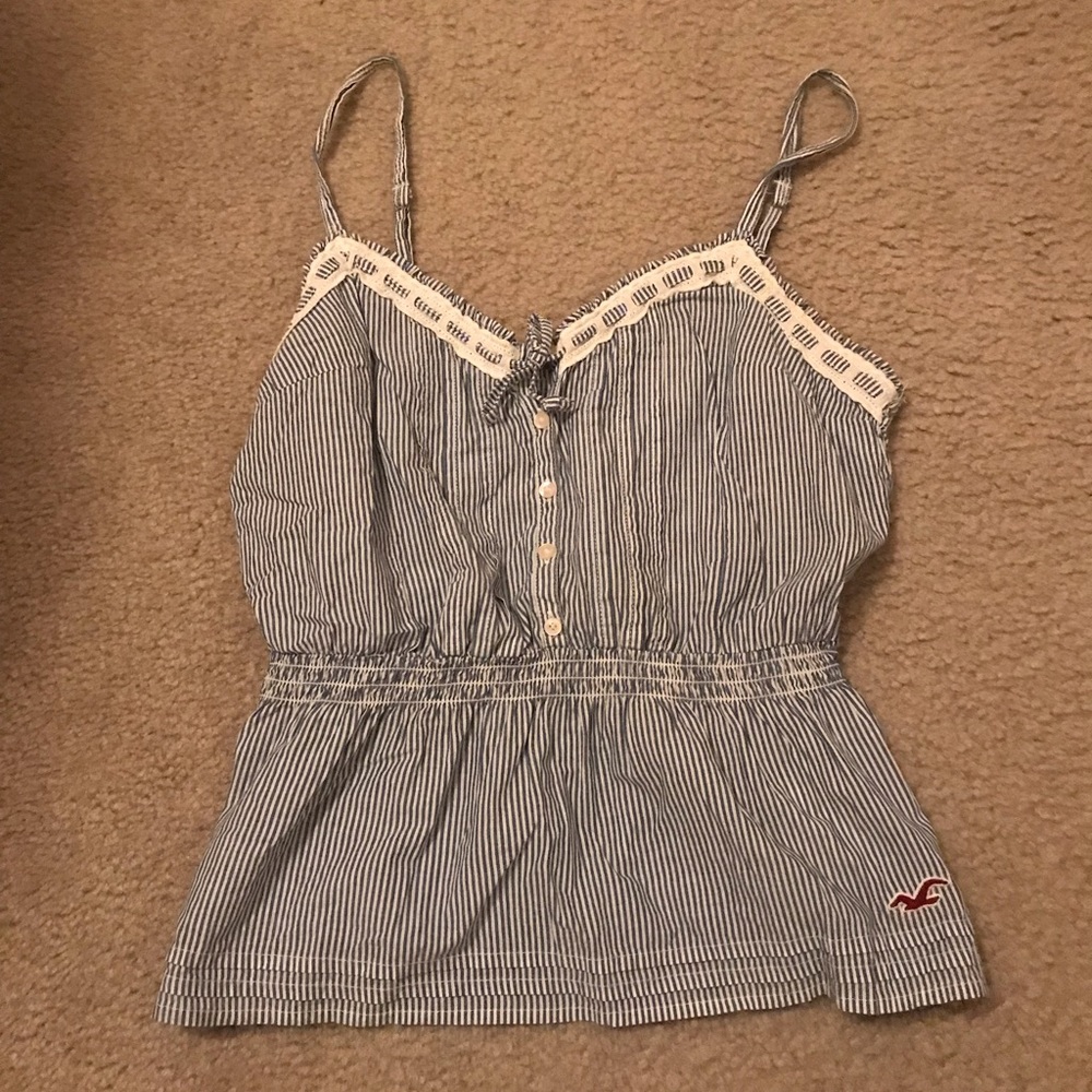 Hollister Blue and White Stripped Mini Tank